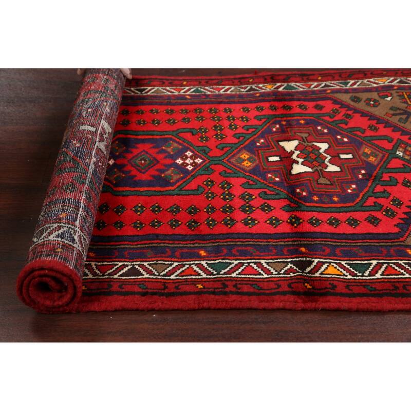 Geometric Hamedan Persian Home Decor Area Rug Hand-knotted Wool Carpet - 2'11" x 5'0"