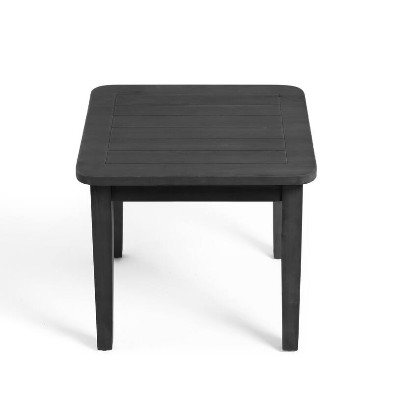 Outdoor Wood Cushioned Patio Set of 2 Accent Chair with Side Table