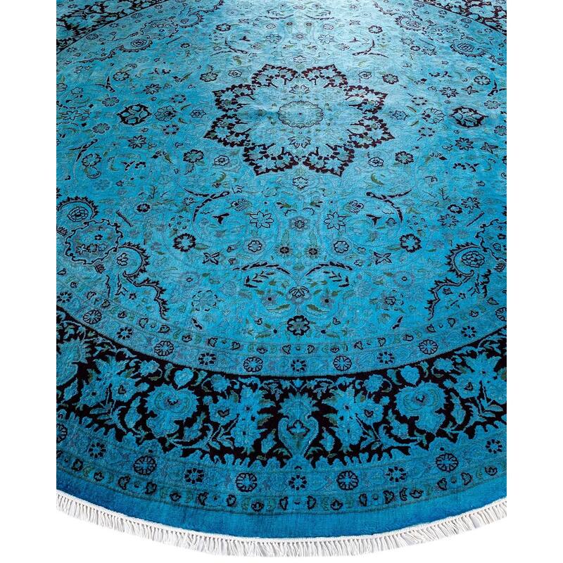 Fine Vibrance, One-of-a-Kind Hand-Knotted Area Rug - Blue, 8' 1" x 8' 2" - 8' 1" x 8' 2"