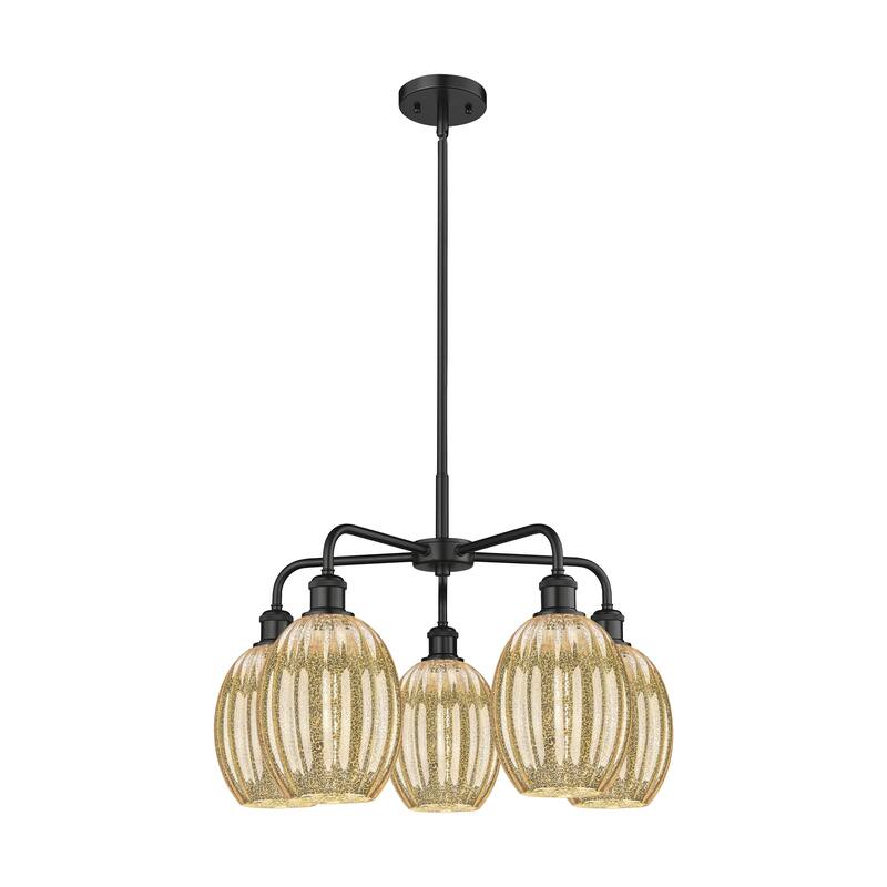 Innovations Lighting Endless Possibilities Ballston - Preston - 5 Light 25" Bulb Shade Stem Hung Chandelier - Mercury/Matte Black