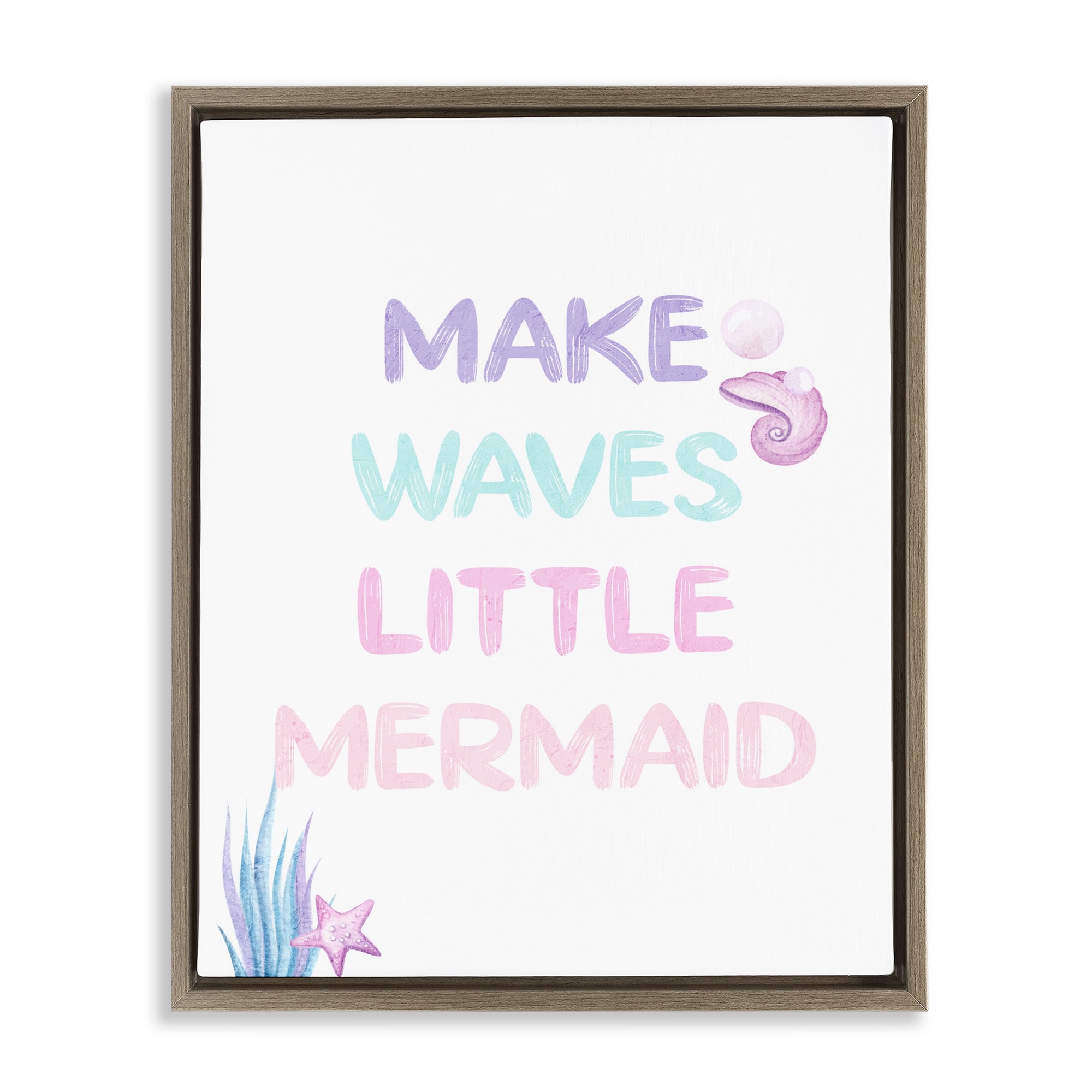 Stupell Make Waves Little Mermaid Framed Floater Canvas Wall Art Design By Kim Allen