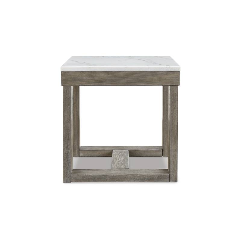 Signature Design by Ashley Loyaska Grayish Brown / Ivory Square End Table - 24"W x 24"D x 24"H
