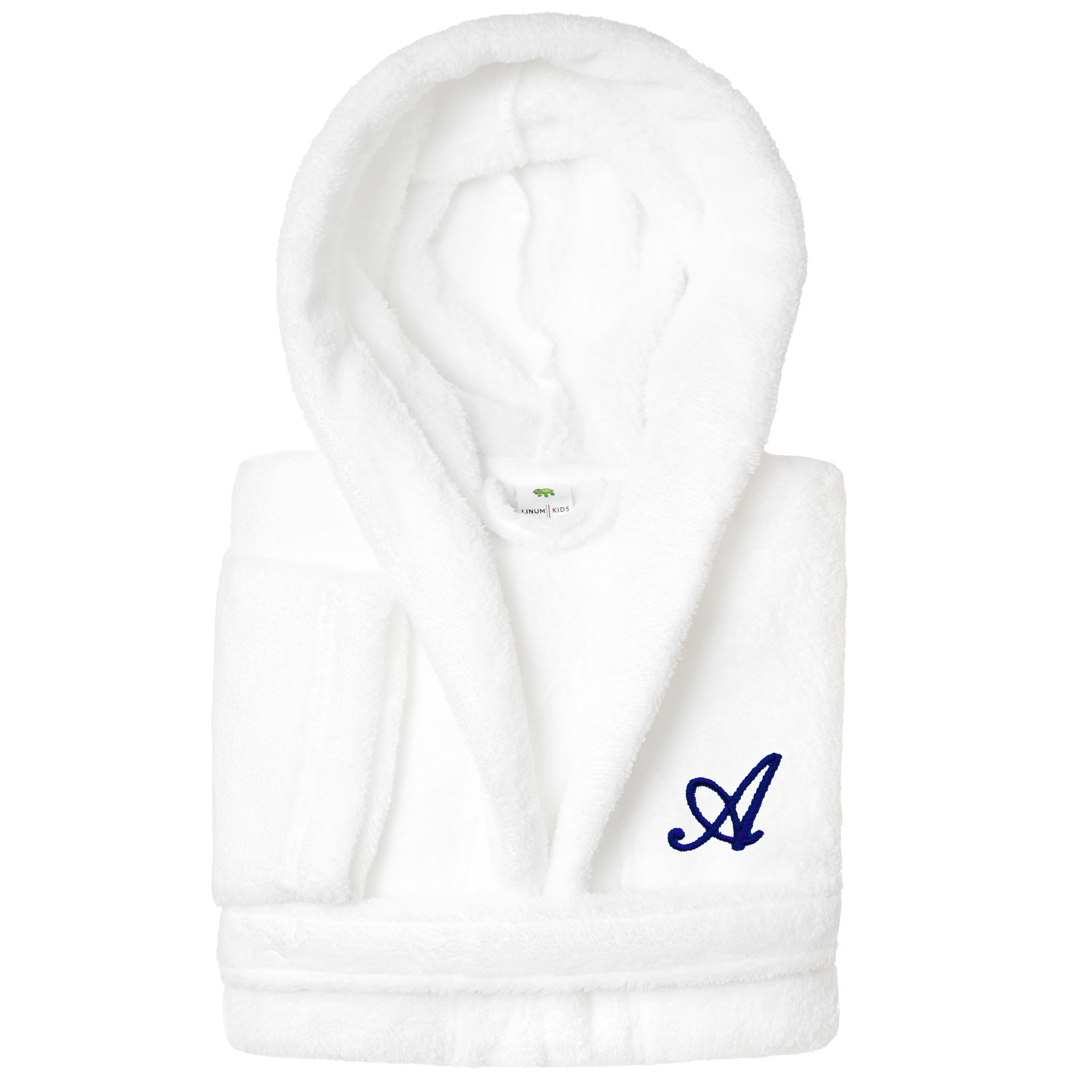 Sweet Kids 100% Polyester SUPER PLUSH Double Brushed Hooded Bathrobe with Navy Script Monogram