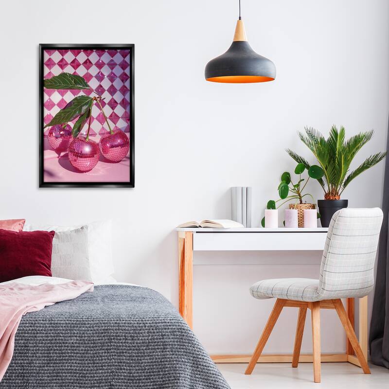 Stupell Groovy Cherry Disco Balls Framed Floater Canvas Wall Art Design By LSR Design Studio