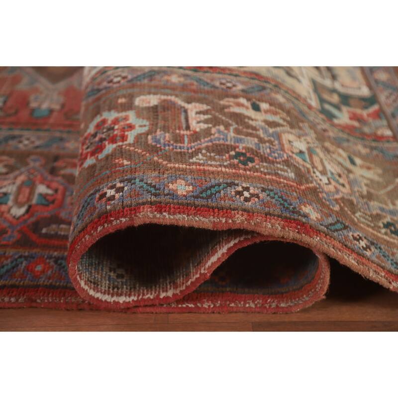Hand Knotted Oriental 100% Wool Carpet Traditional Medallion Red Heriz Area Rug - 11' 5'' X 8' 5''