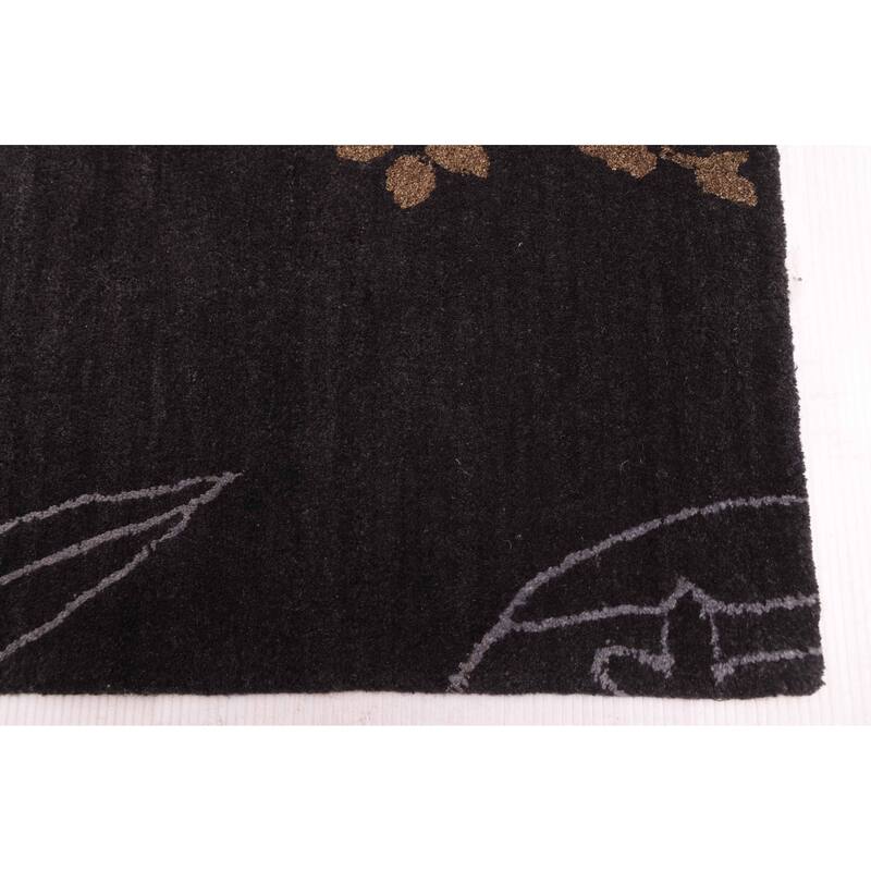 ECARPETGALLERY Hand-knotted Opulence Dark Navy Silk, Wool Rug - 8'0 x 9'11