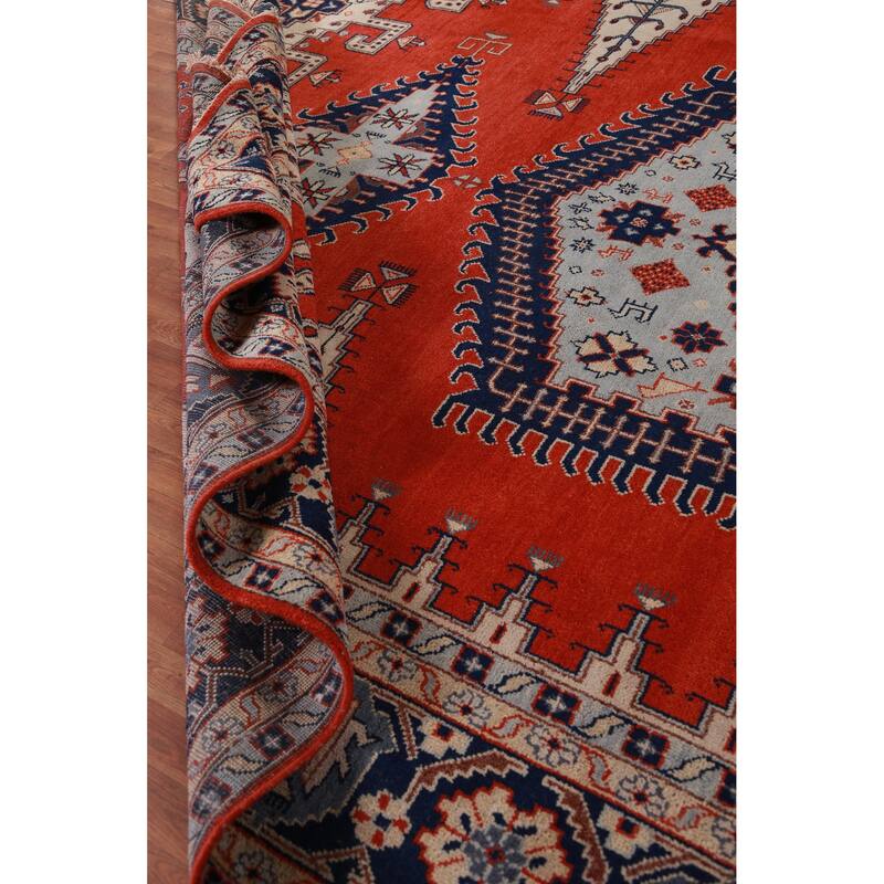 Hand Knotted Oriental 100% Wool Carpet Traditional Geometric Red Viss Area Rug - 17' 6'' X 11' 5''