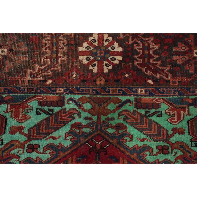 Hand Knotted Oriental 100% Wool Carpet Traditional Medallion Red Heriz Area Rug - 11' 1'' X 9' 6''