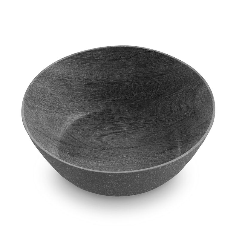 Abode Homewares Faux Real Blackened Planta Wood-look Low Bowl - Black - 7.4" - Set of 6