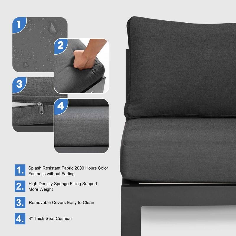 FINCATI Aluminum Outdoor Patio Furniture Conversation Sectional Sofa Set