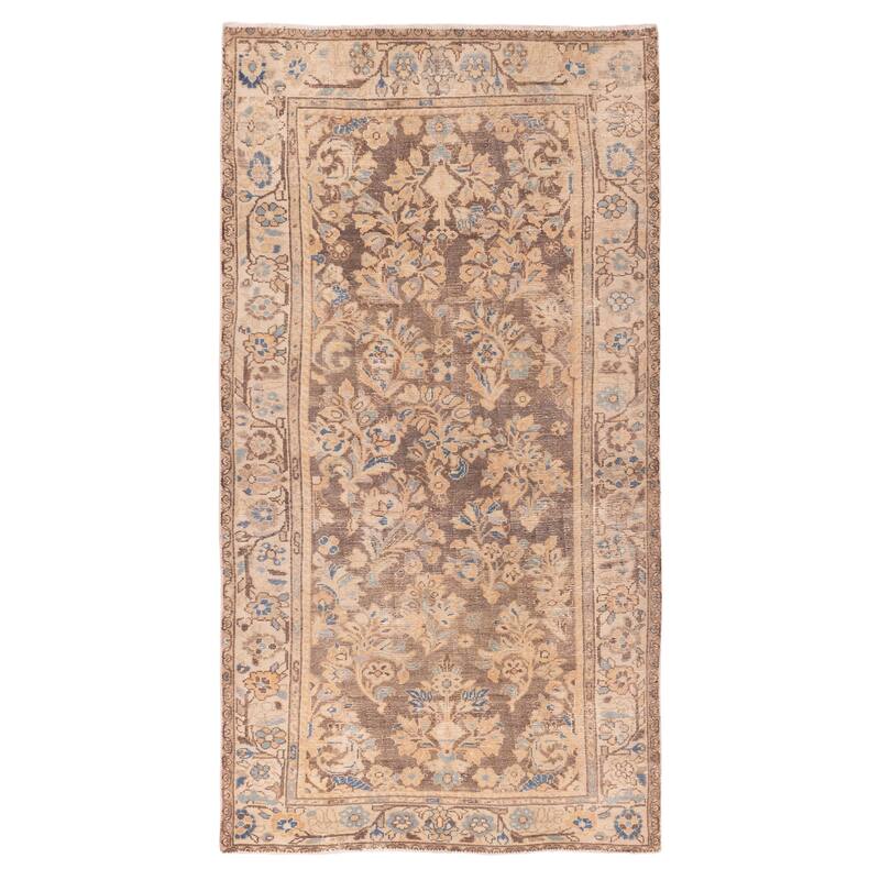 ECARPETGALLERY Hand-knotted Antalya Vintage Dark Brown Wool Rug - 3'9 x 7'7