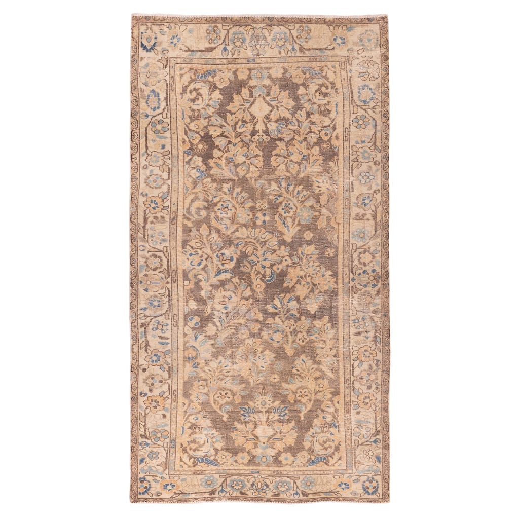 ECARPETGALLERY Hand-knotted Antalya Vintage Dark Brown Wool Rug - 3'9 x 7'7