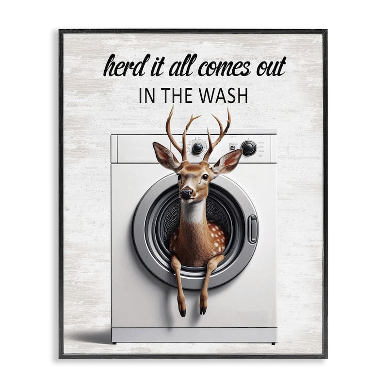 Stupell Herd It Comes Out In Wash Framed Giclee Art Design By Lettered and Lined - 16 x 20 - Black