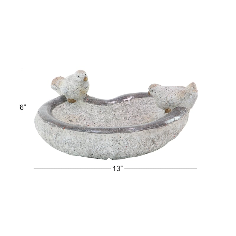 Gray Polystone Indoor Outdoor Bird Decorative Garden Sculpture with Bath Bowl