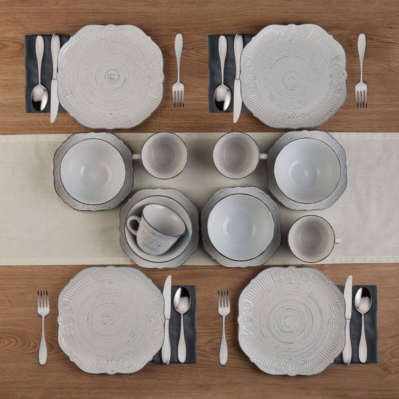 Pfaltzgraff Gray Isabella 16 Piece Dinnerware Set