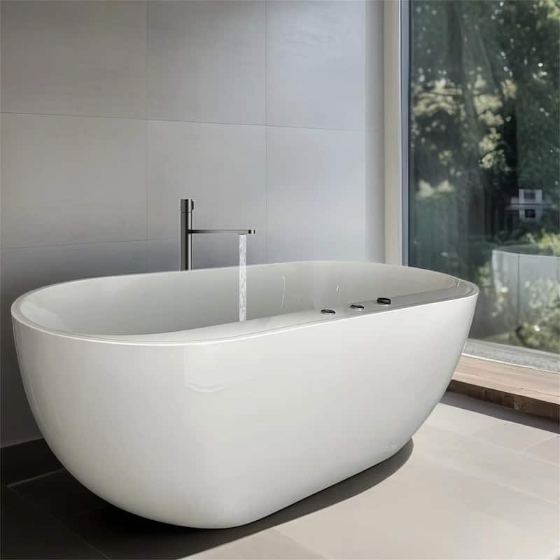 67" Whirlpool Air Bath Tub, Adjustable-Speed Blower with Air Control Switch - Milk White