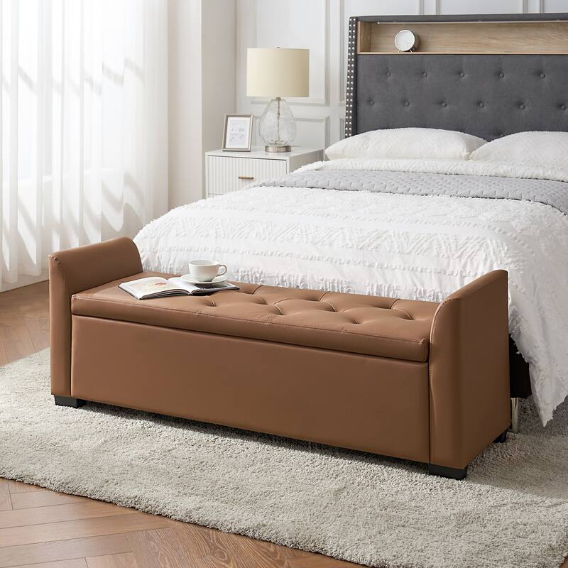 Laura Traditional 57.75"Wide Tufted Storage Bench by HULALA HOME