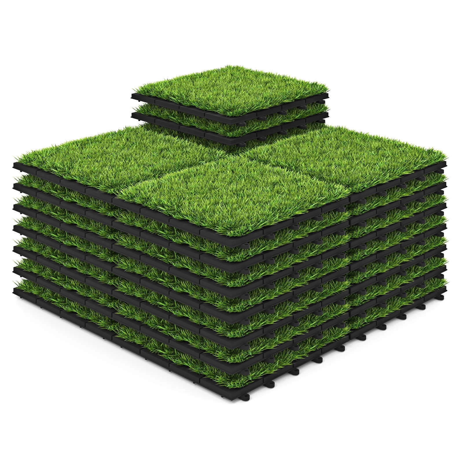 Gymax 12'' x 12'' Fake Grass Turf Outdoor Indoor Flooring Deck