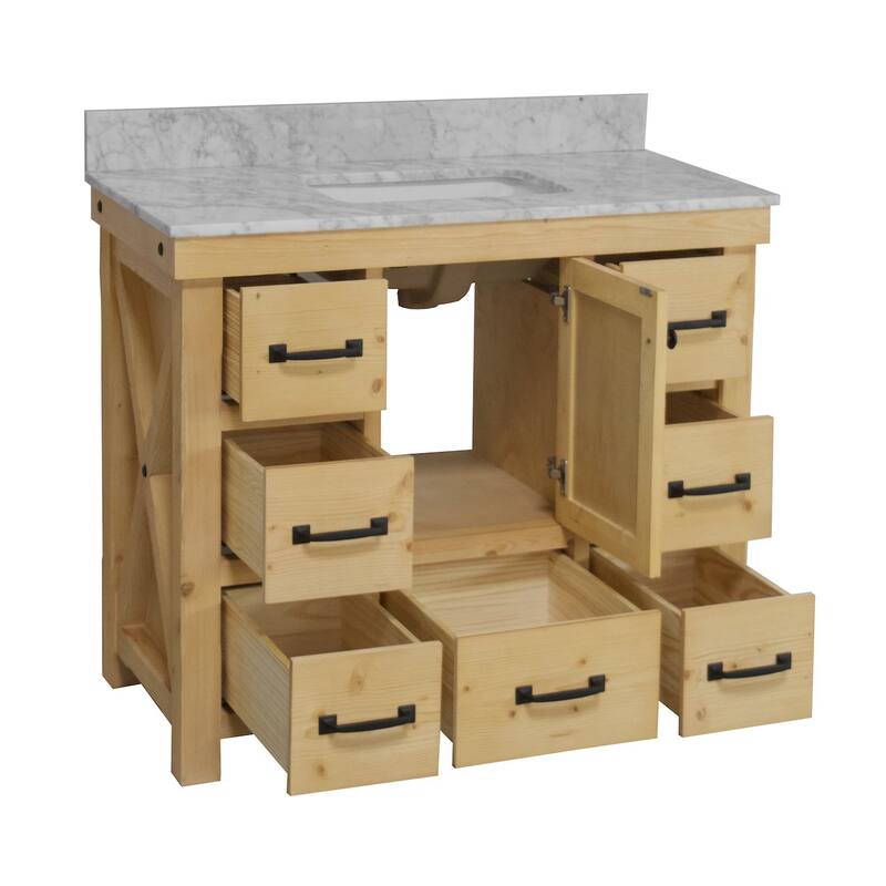 KitchenBathCollection Tuscany 42" Bathroom Vanity with Carrara Marble Top