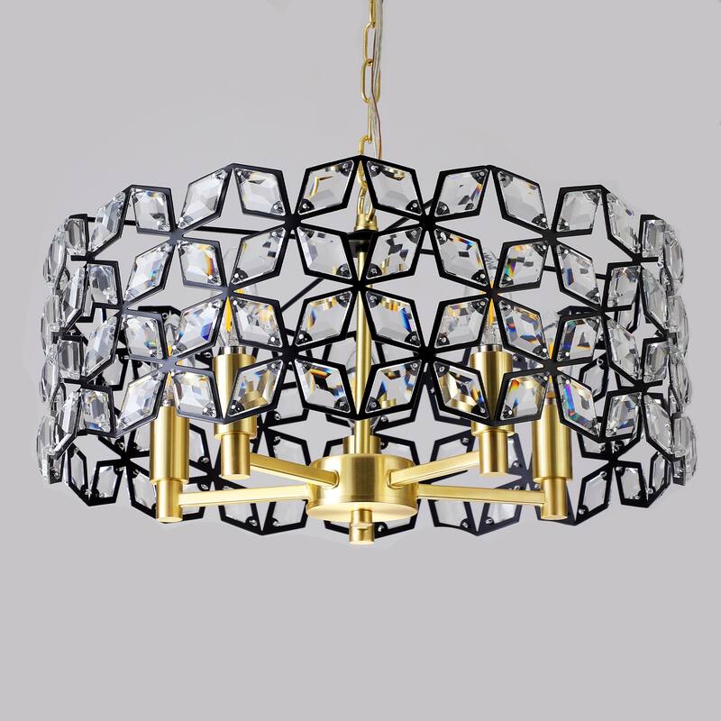 Crystal Ceiling Light Decorative Lighting Fixture with Metal Frame, Exquisite Hanging Crystal Chandelier for Foyer Study