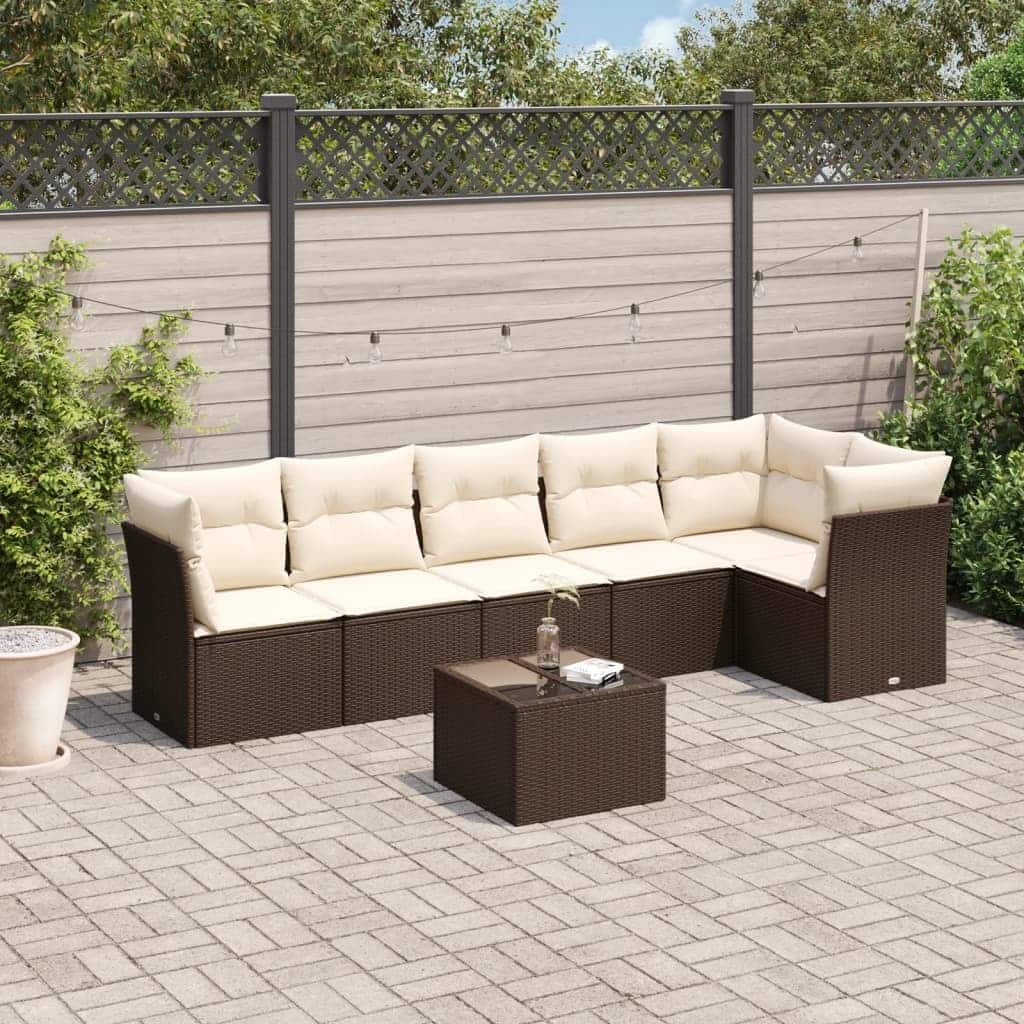 vidaXL Garden Sofa Set Brown PE rattan, powder-coated steel, tempered glass - 113.8 x 48.8 x 27.2