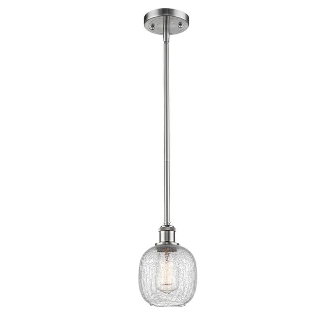 Innovations Lighting Belfast 6" Wide Mini Pendant - Brushed Satin Nickel / Clear Crackle