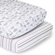 preview thumbnail 1 of 1, PSP 2pk Sheets Grey and Aqua Elephants/Stripe