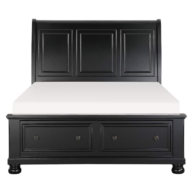 Delia Black Sleigh Storage Platform Bed - Queen