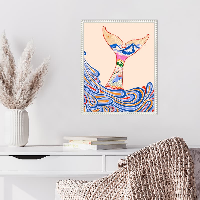 Feeling Blue Whale Tail by Kintsugi99 Framed Canvas Wall Art