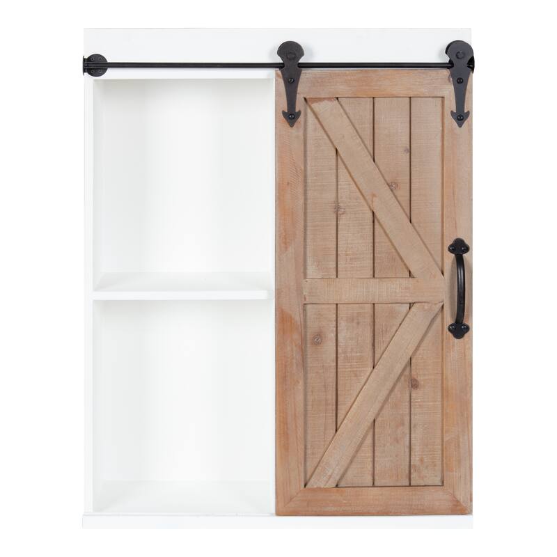 Kate and Laurel Cates Decorative Wood Cabinet with Sliding Barn Door - 22x28