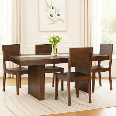 Dark Solid Mango Wood Simple Chair - Set of 2 - N/A