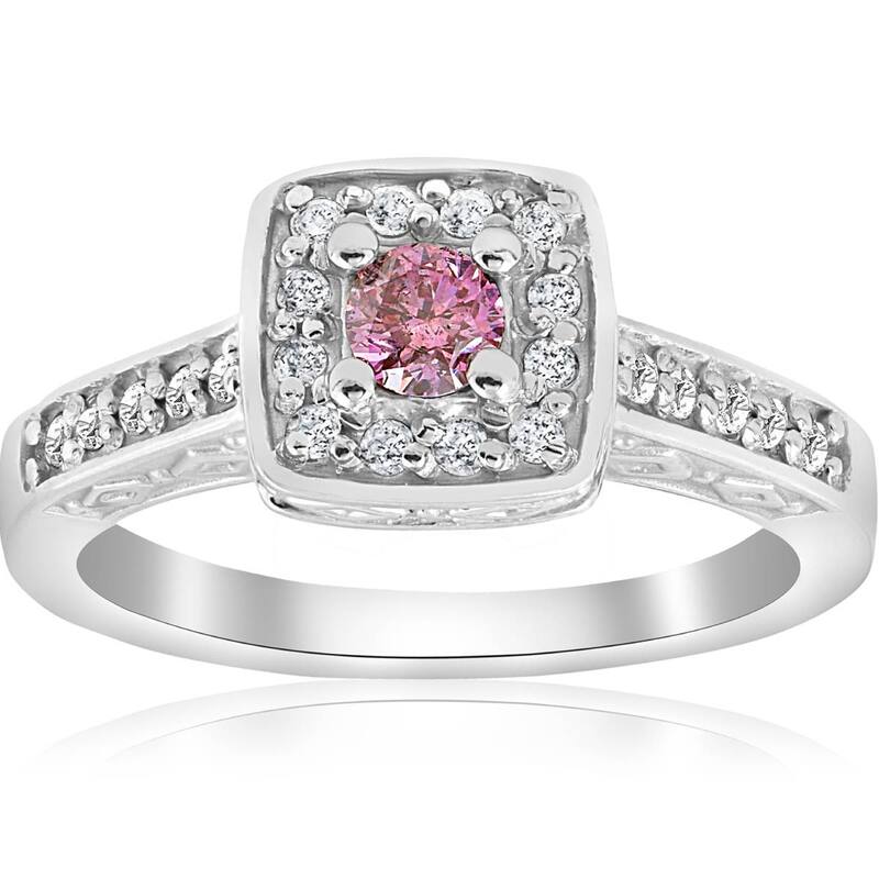 Bliss Diamond 3/8Ct Pink Diamond Engagement Ring White Gold Lab Grown