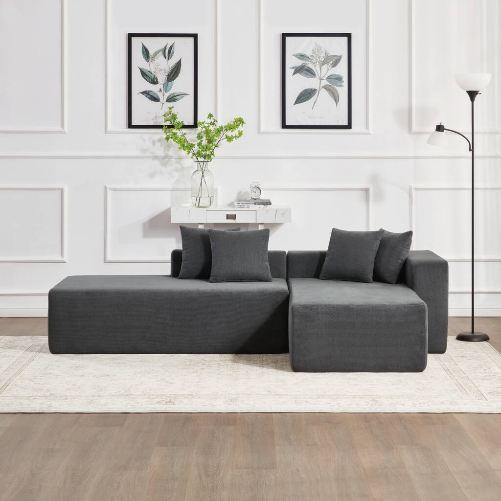 101" L-Shaped Modular Sofa With Deep Seat,No Assembly Required,High-Density Foam Filling With High-Carbon Steel Wrapped Springs