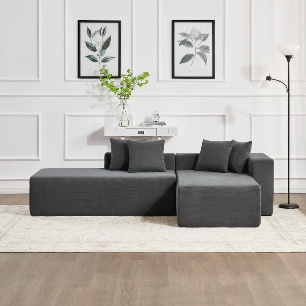 GDFStudio - 101.5" Acacia Wood Modular L-Shaped Sofa