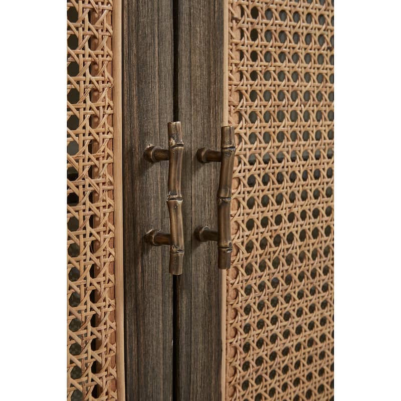 Cambridge 78-inch Open Cane Buffet with Shelves & Drawer Storage