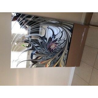 Top Product Reviews For Designart White Stained Glass Floral Art Accent Mirror White 28022067 Overstock