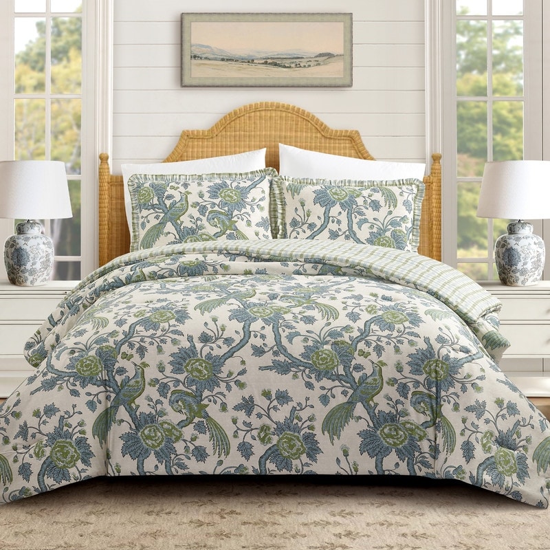 Spartina 449 Japonica Bird 3-Piece Reversible Cotton Sateen Comforter Set