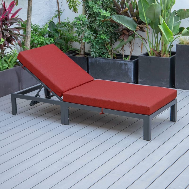 Chelsea Heavy-Duty Aluminum Outdoor Chaise Lounge with Machine-Washable Fade-Resistant Cushions, Lay-Flat Design