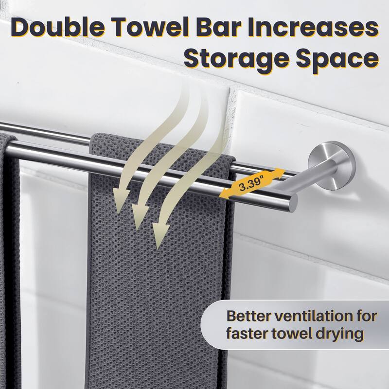 WOWOW Wall Mounted Stainless Steel Double Towel Bar