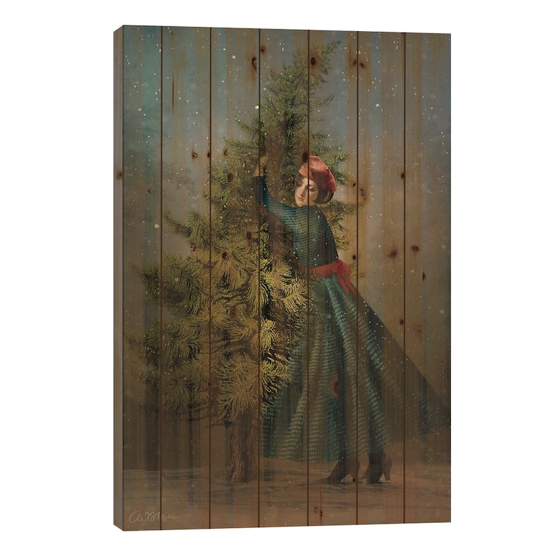Der Tannenbaum Print On Wood by Catrin Welz-Stein - Multi-Color - 40x26x1.5