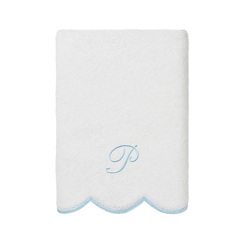 Authentic Hotel and Spa 100% Turkish Cotton Blue ADORNIA Scallop Personalized 3 Piece Towel Set - 3 Piece Set