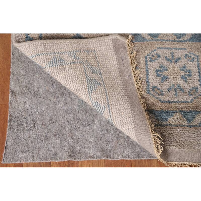 Geometric Oushak Style Area Rug Hand-knotted Oriental Wool Carpet - 8'9"x 11'9"