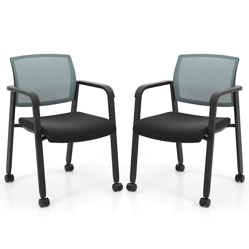 Costway Conference Chairs Set of 2/4 Stackable Office Guest Mesh Chair - 2 PCS