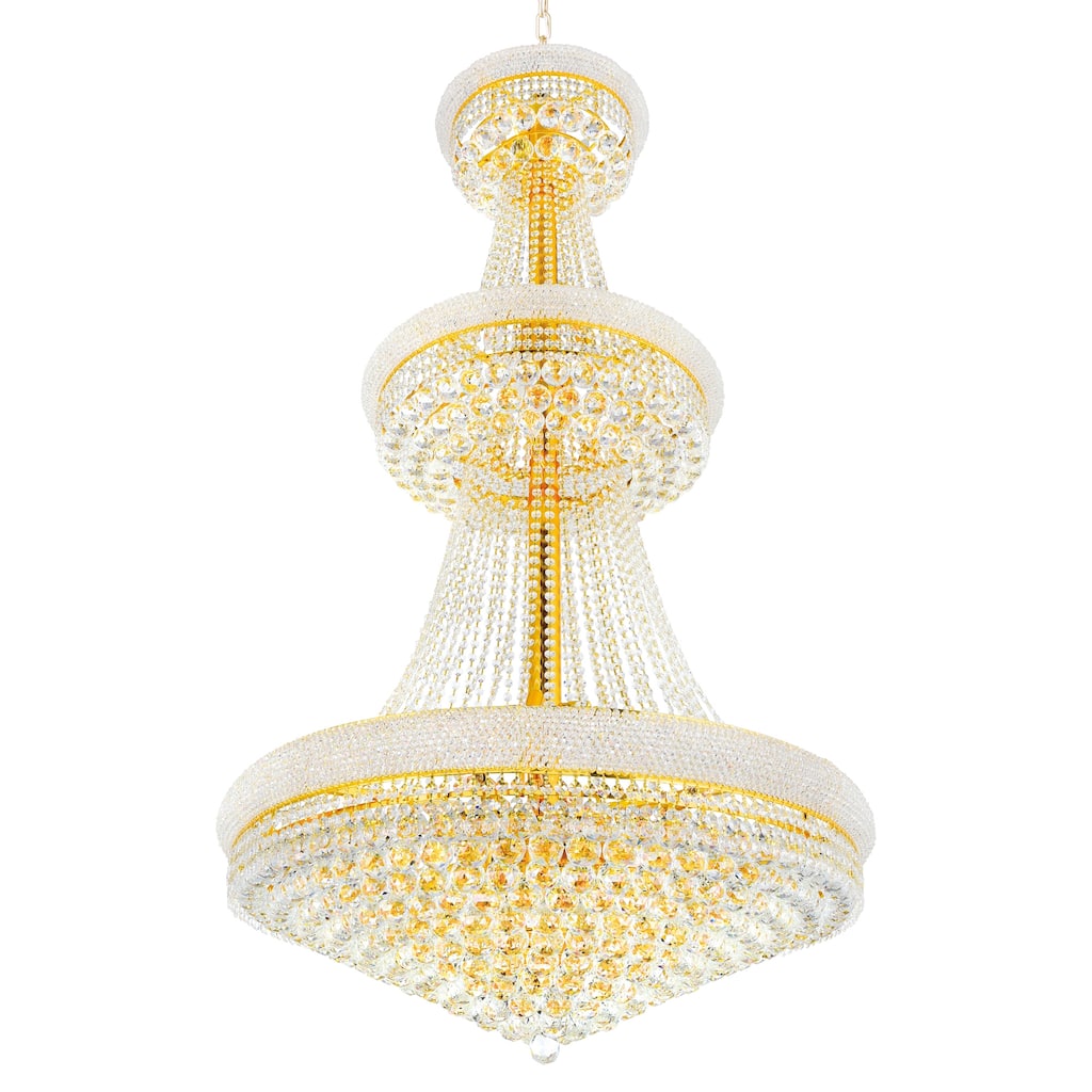 Empire 34 Light 36in Gold Down Chandelier with Crystals