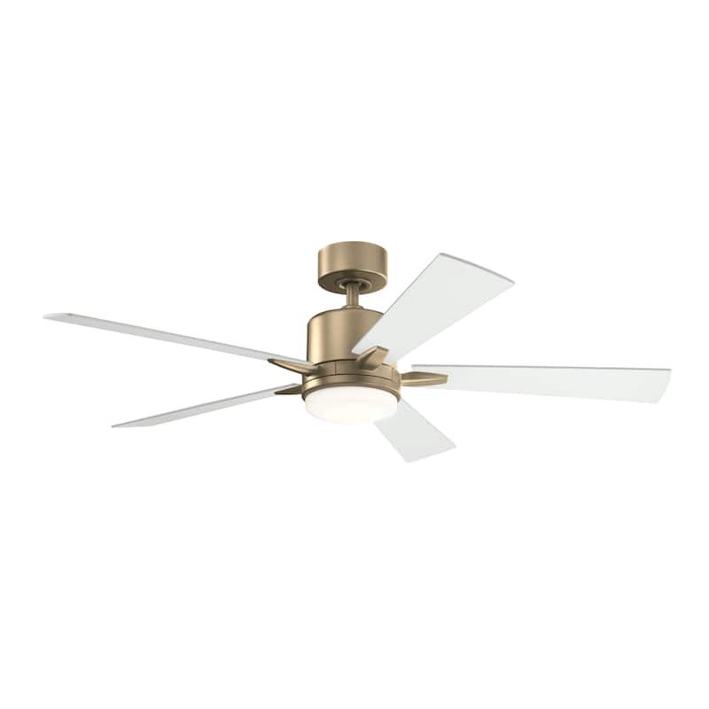 52 Inch Lucian Elite 5 Blade Indoor Ceiling Fan in Champagne Bronze with Matte White Blades