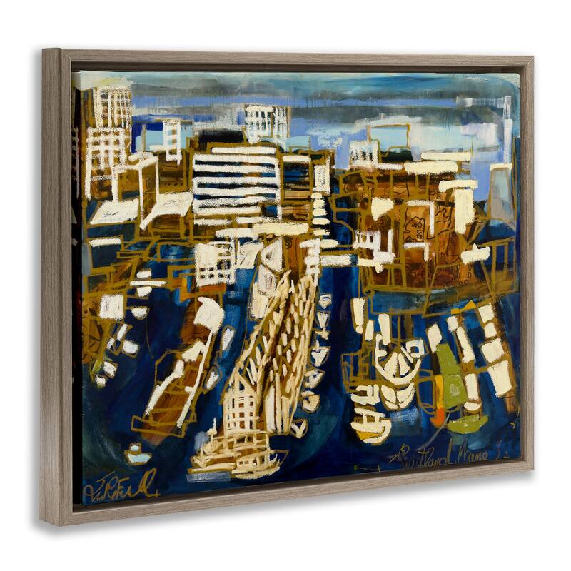 Stupell Bold Abstract Cityscape Framed Floater Canvas Wall Art Design By Erin McGee Ferrell