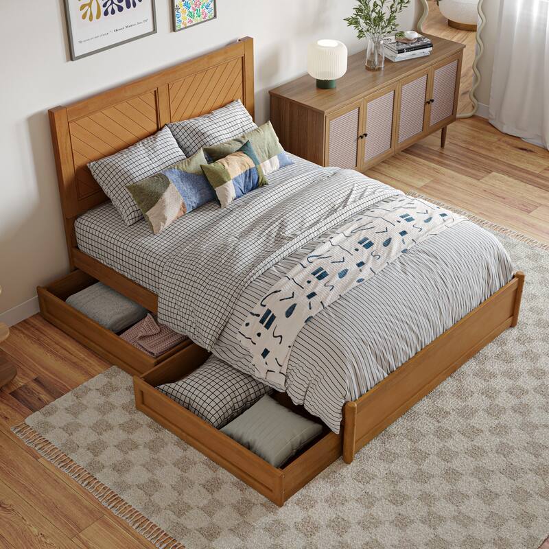 Clayton Platform Bed with Panel Footboard and Storage Drawers