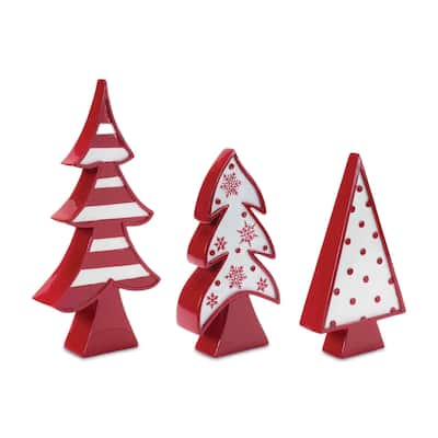 Set of 3 Whimsical Christmas Trees Tabletop Decor 12.25"