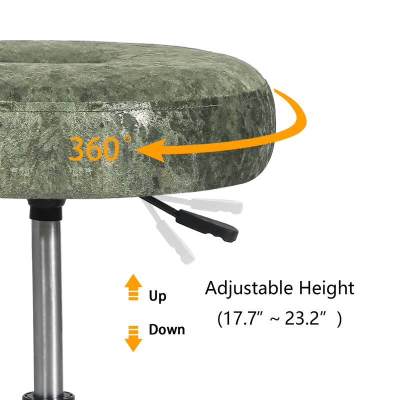 Adeco Makeup Vanity Stool Chair Round Ottoman Swivel Adjustable