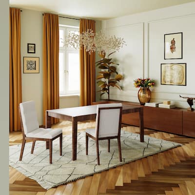 Walnut & Tufted Upholstery Modern Dining Chairs Set of 2 - Stylish Comfort for Every Space